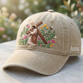 Personalized Jesus Carrying Cross Wildflowers Bees Faith Embroidered Hat — Washed Hat