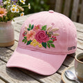 Personalized Floral Botanical Bee Rose Wildflower Garden Embroidered Hat — Baseball Cap