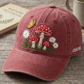 Personalized Mushroom Daisy Butterfly Floral Garden Embroidered Hat — Washed Hat