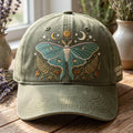 Personalized Luna Moth Celestial Sun Moon Stars Botanical Embroidered Hat — Washed Hat