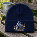 Great Blue Heron Wildflowers Daisy Botanical Nature Bird WILD Embroidered Beanie
