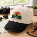 Personalized Hiking Hair Don't Care Mountain Sunset Retro Embroidered Two-Tone Hat