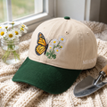 Personalized Monarch Butterfly Daisy Wildflower Garden Embroidered Two-Tone Hat