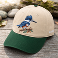 Personalized Belted Kingfisher Bird On Branch Acorn Embroidered Two-Tone Hat