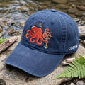 Personalized Captain Octopus Ship Wheel Anchor Nautical Embroidered Hat — Washed Hat