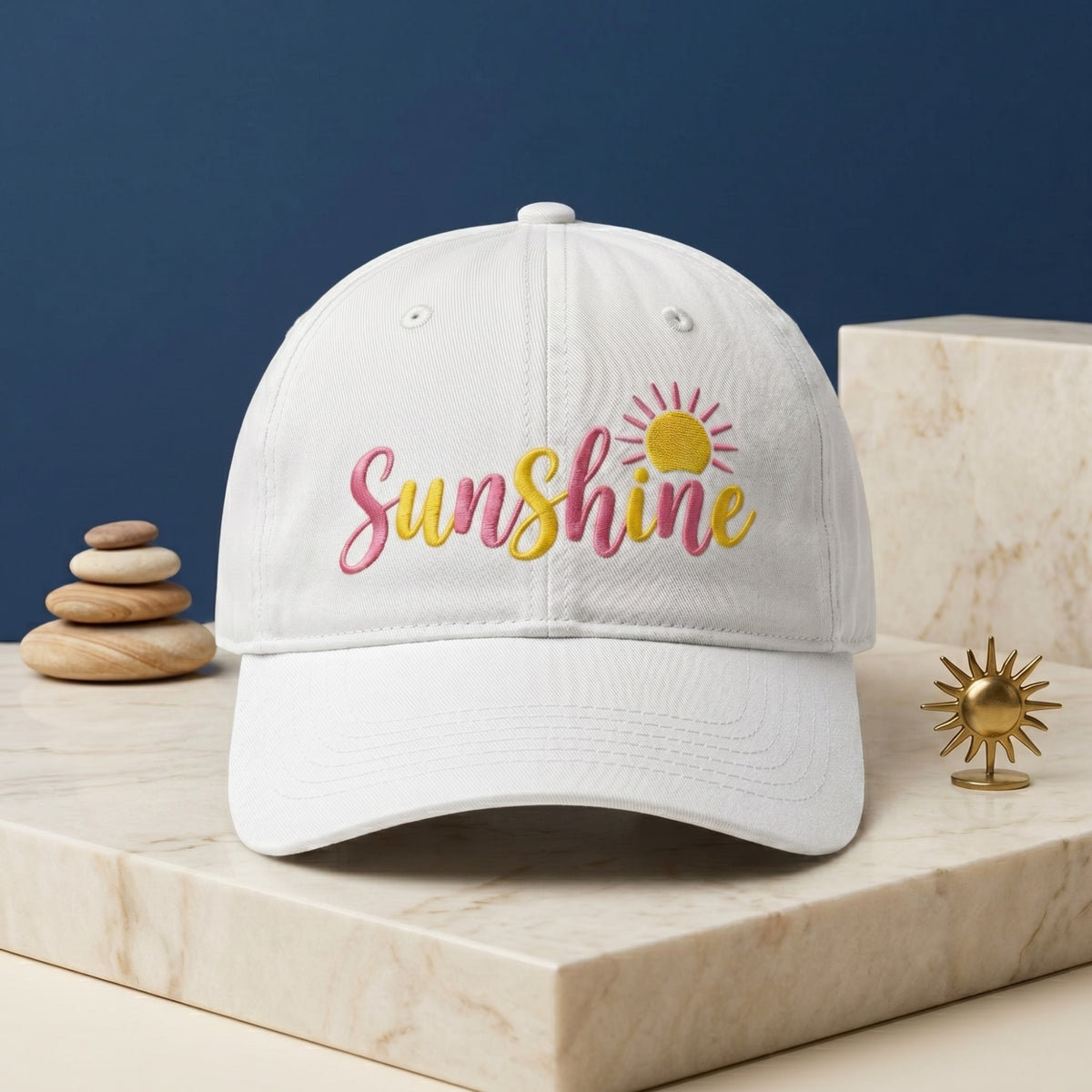 Sunshine Sun Script Colorful Embroidered Hat — Baseball Cap