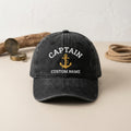 Personalized Captain Anchor Rope Nautical Embroidered Hat — Washed Hat