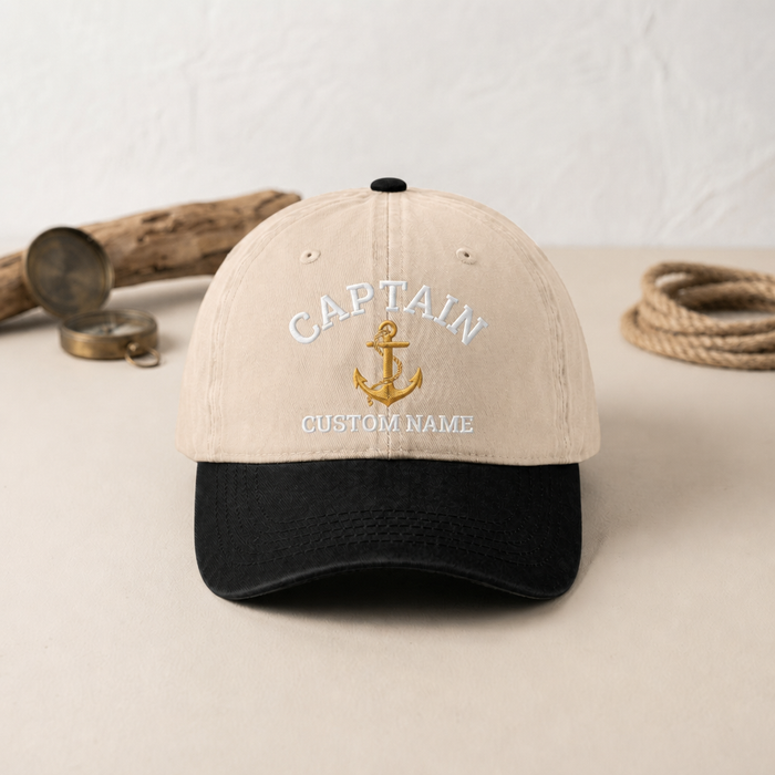 Personalized Captain Anchor Rope Nautical Embroidered Two-Tone Hat