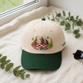 Cute Insects Picnic Grasshopper Bee Ladybug Ant Checkered Blanket Embroidered Two-Tone Hat