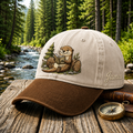 Personalized Otter Reading Book Forest Log Embroidered Two-Tone Hat