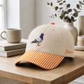Personalized Pigeon Bird Embroidered Gingham & Stripe Brim Hat