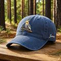 Personalized Cockatiel Bird On Branch Embroidered Hat — Washed Hat