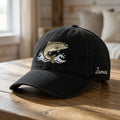 Personalized Rainbow Trout Jumping Waves Fishing Embroidered Hat — Baseball Cap