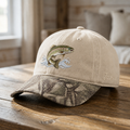 Personalized Rainbow Trout Jumping Waves Fishing Embroidered Floral & Leopard Brim Hat