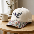 Personalized Pigeon Flying Wings Spread Custom Name Embroidered Floral & Leopard Brim Hat