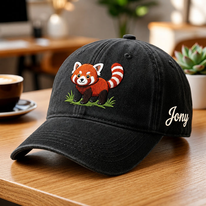 Personalized Red Panda Cute Cartoon Grass Embroidered Hat