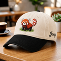 Personalized Red Panda Cute Cartoon Grass Embroidered Two-Tone Hat