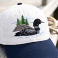 Common Loon Lake Pine Trees Scenic Embroidered Two-Tone Hat