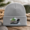 Common Loon Lake Pine Trees Scenic Embroidered Beanie