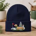 Dachshund Winter Golf Course Snowman Christmas Tree Embroidered Beanie