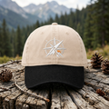 Compass Rose Mountain Sunrise Adventure Embroidered Two-Tone Hat