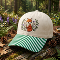 Fox Wildflower Botanical Garden Embroidered Gingham & Stripe Brim Hat