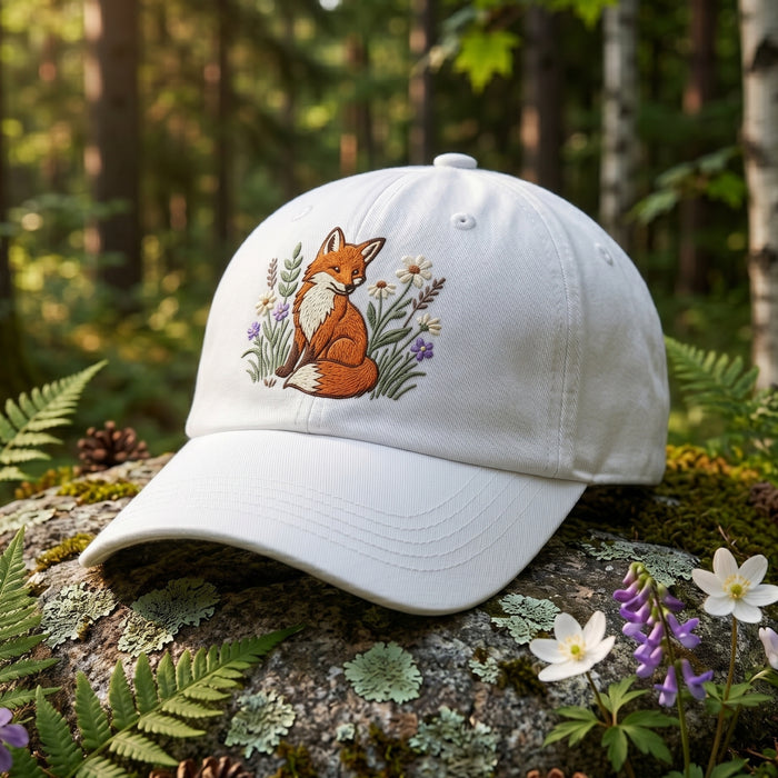 Fox Wildflowers Botanical Garden Embroidered Hat