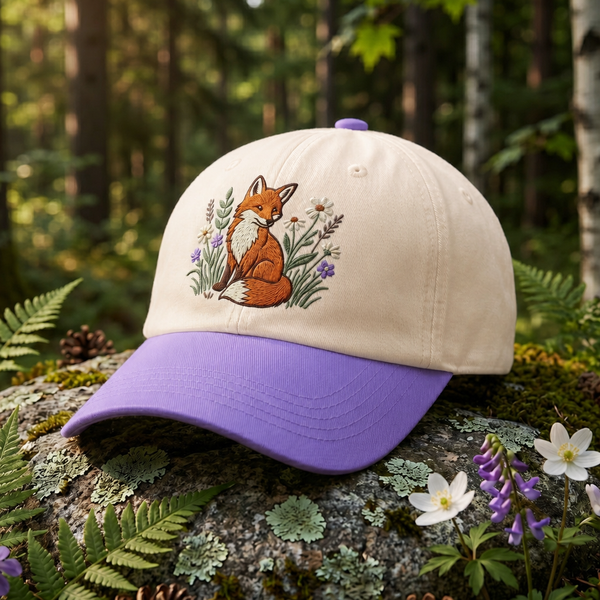 Fox Wildflowers Botanical Garden Embroidered Two-Tone Hat