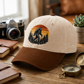 Personalized Bigfoot Sasquatch Retro Sunset Pine Trees Embroidered Two-Tone Hat