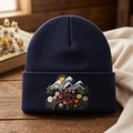 Personalized Mountain Wildflower Meadow Sunrise Scenic Embroidered Beanie