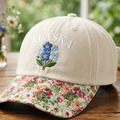 Personalized Alaska Forget-Me-Not State Flower EST 1959 Embroidered Floral & Leopard Brim Hat