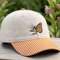 Personalized Monarch Butterfly Milkweed Flower The Only Monarch I Want Embroidered Gingham & Stripe Brim Hat