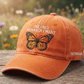 Personalized The Only Monarch I Want Butterfly Embroidered Hat — Washed Hat