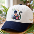 Personalized Floral Cat Silhouette Wildflower Botanical Moth Stars Embroidered Two-Tone Hat