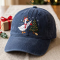 Christmas Goose Reindeer Hat Santa Scarf Decorating Tree Embroidered Hat — Washed Hat