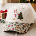 Christmas Goose Reindeer Hat Santa Scarf Decorating Tree Embroidered Floral & Leopard Brim Hat