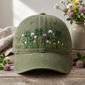 Clover Wildflower Meadow Shamrock Botanical Garden Embroidered Hat — Washed Hat