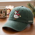 Personalized Christmas Goose Reindeer Antlers Santa Hat Scarf Gift Embroidered Hat — Washed Hat