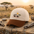 Safari Jeep Acacia Tree Sunset Africa Adventure Embroidered Two-Tone Hat