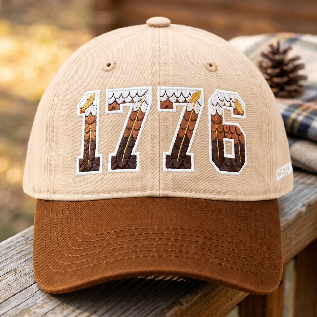 1776 Eagle Feathers Patriotic Embroidered Two-Tone Hat