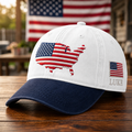 Personalized USA Map American Flag Side Flag Patriotic Embroidered Two-Tone Hat