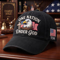 Personalized One Nation Under God Bald Eagle American Flag Cross Embroidered Hat — Baseball Cap
