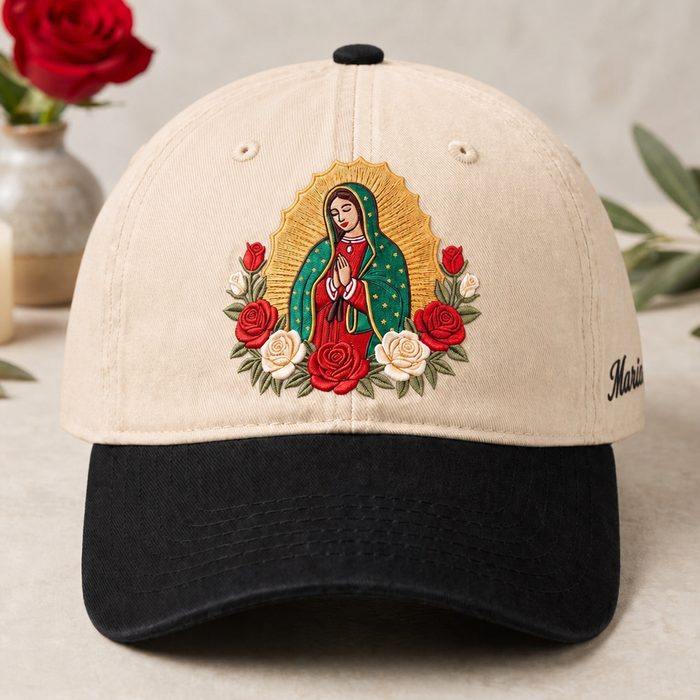 Personalized Our Lady of Guadalupe Roses Faith Embroidered Two-Tone Hat