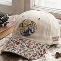 Personalized Three Dragons Circle Fantasy Embroidered Floral & Leopard Brim Hat