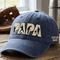 Personalized Papa Fishing Baseball Golf BBQ Silhouette Custom Name Embroidered Hat — Washed Hat