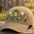 Personalized Cowboy Frog Wildflowers Daisy Western Boots Embroidered Hat