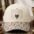 Personalized Father Of The Bride Tuxedo Tie Wedding Date Embroidered Floral & Leopard Brim Hat