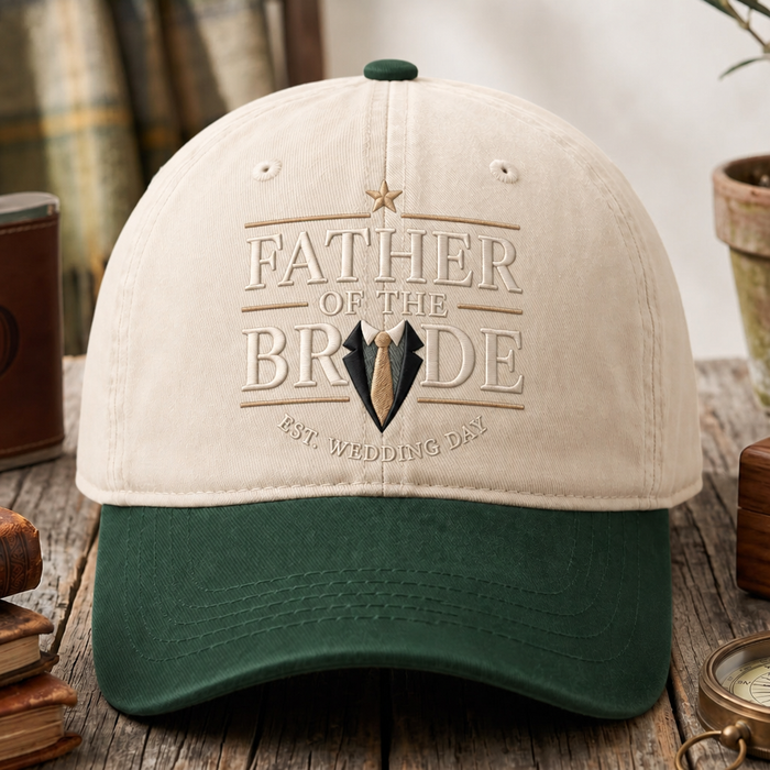 Personalized Father Of The Bride Tuxedo Tie Wedding Date Embroidered Two-Tone Hat