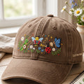 Personalized Bug Band Grasshopper Bee Ladybug Butterfly Music Notes Flowers Embroidered Hat — Washed Hat