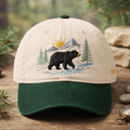 Personalized Black Bear Mountain Forest Scene Nature Embroidered Two-Tone Hat